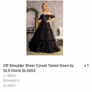 GLS Collective Black Strapless Tiered Gown